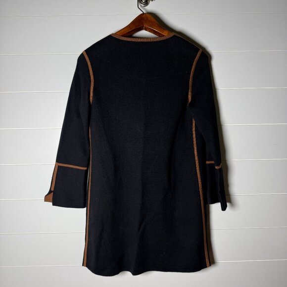 Black/Camel Reversible Open Cardigan Sweater Split Sleeves - Picture 3 of 10